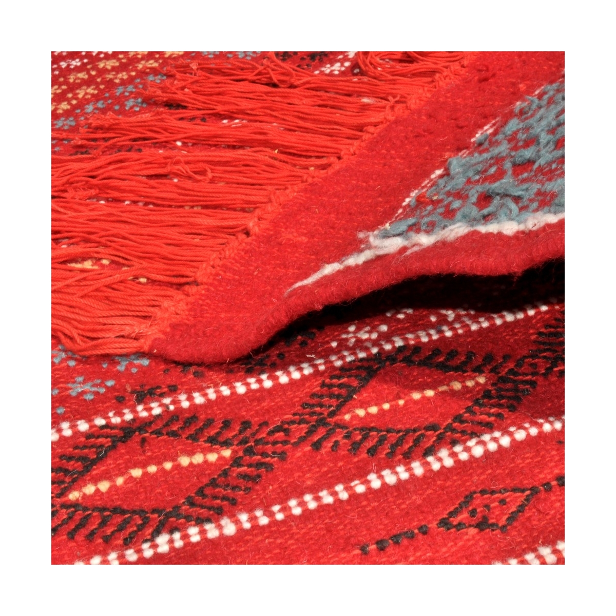 Berber Teppich Großer Teppich Margoum Sarab 200x290 Rot (Handgefertigt, Wolle, Tunesien) Tunesischer Margoum-Teppich aus der Sta