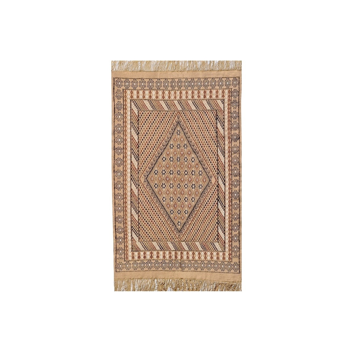 Berber carpet Rug Margoum Bulla regia 110x200 Beige/Brown (Handmade, Wool) Tunisian margoum rug from the city of Kairouan. Recta