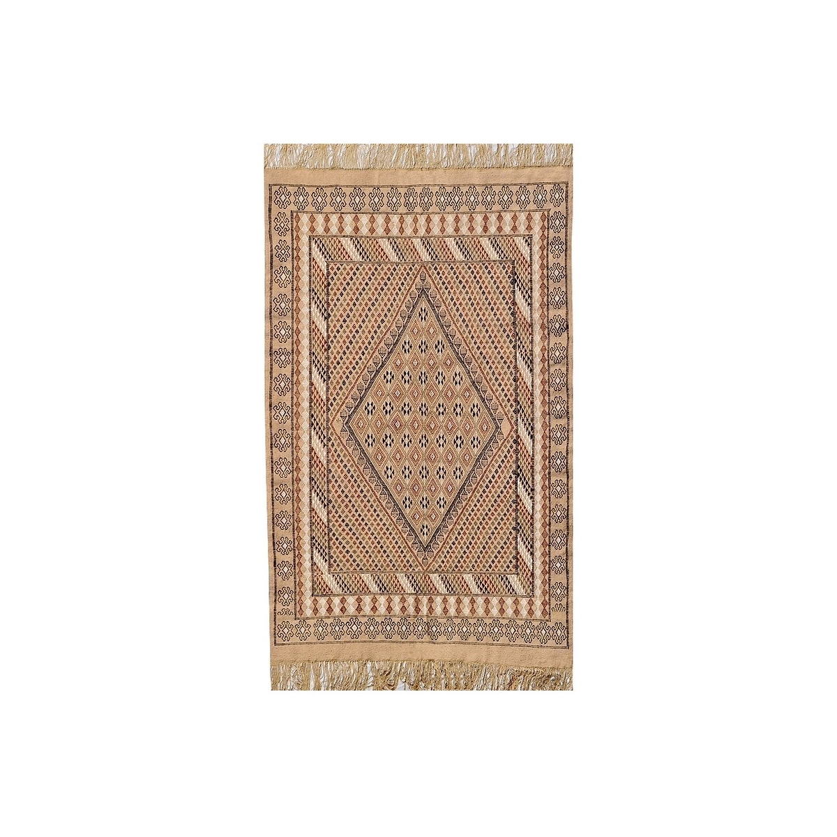 Berber Teppich Teppich Margoum Bulla regia 110x200 Beige/Braun (Handgefertigt, Wolle) Tunesischer Margoum-Teppich aus der Stadt 