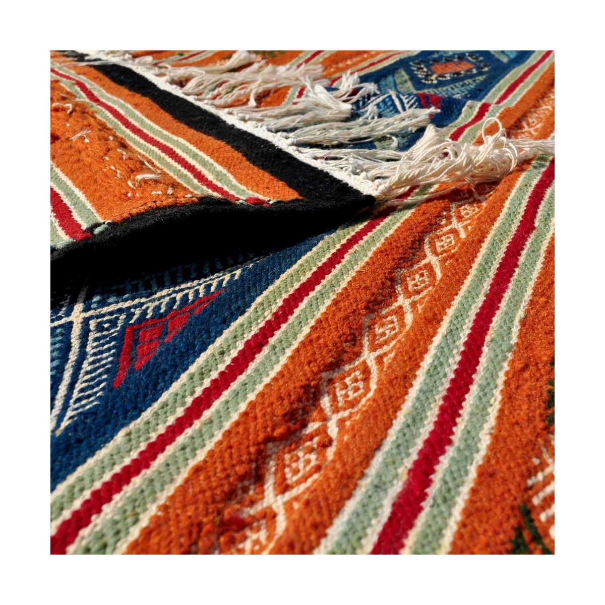 Alfombra bereber Alfombra Kilim carmona 110x150 Multicolor (Hecho a mano, Lana) Alfombra kilim tunecina, estilo marroquí. Alfomb