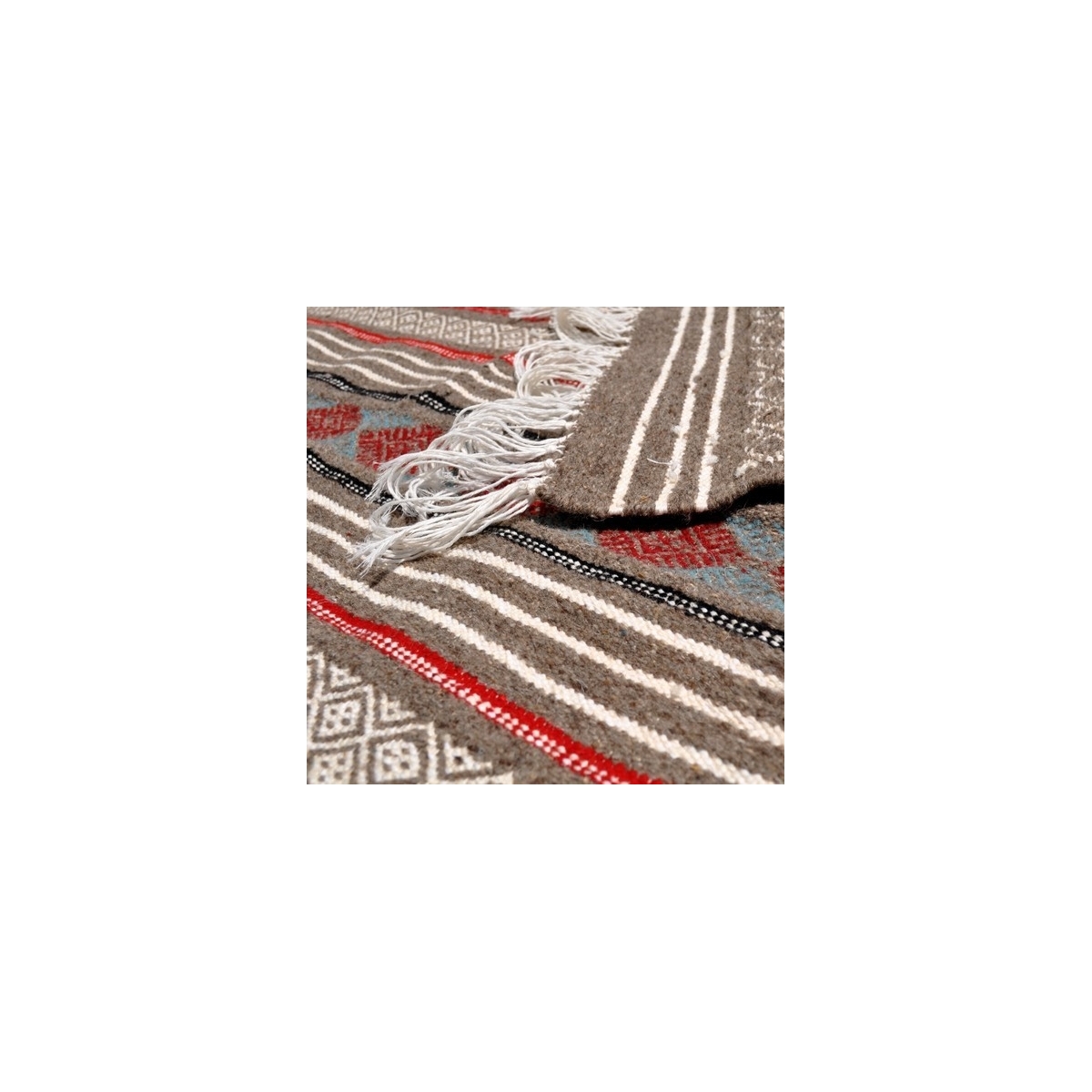 tappeto berbero Tappeto Kilim El Borma 100x150 Grigio/Rosso/Blu/Giallo (Fatto a mano, Lana) Tappeto kilim tunisino, in stile mar