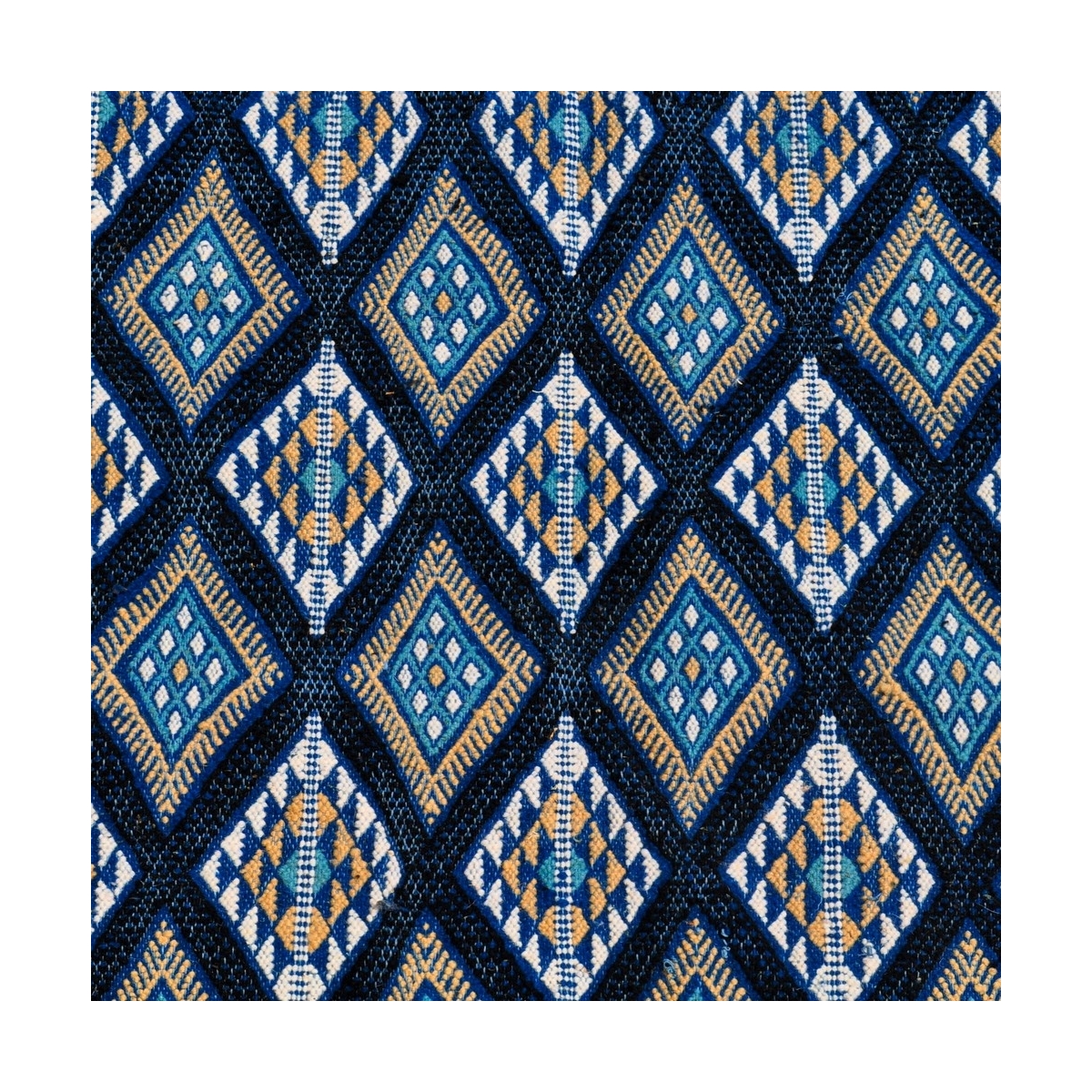 tappeto berbero Tappeto Margoum Ghilane 120x220 Blu/Bianco (Fatto a mano, Lana, Tunisia) Tappeto margoum tunisino della città di