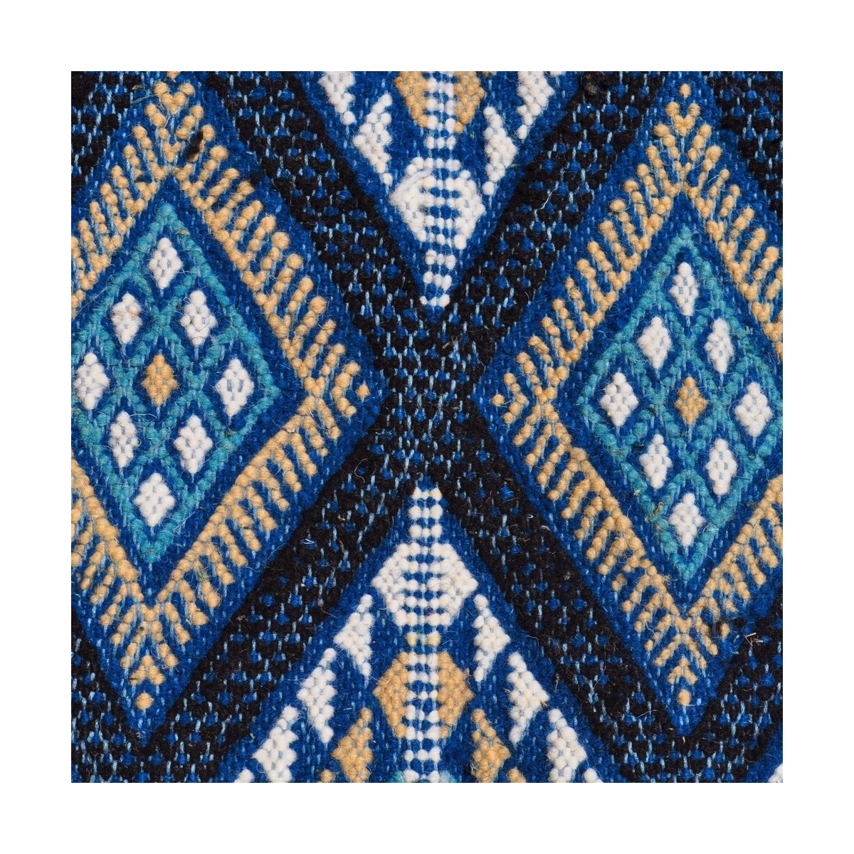 tappeto berbero Tappeto Margoum Ghilane 120x220 Blu/Bianco (Fatto a mano, Lana, Tunisia) Tappeto margoum tunisino della città di