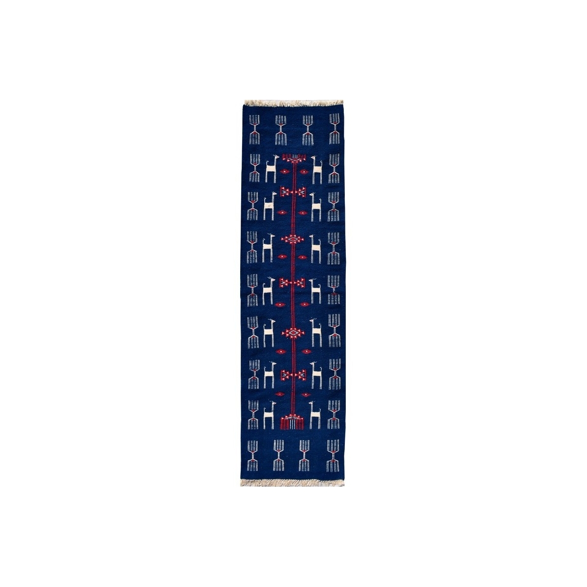 Berber carpet Rug Kilim long Kerkouen 65x230 Blue (Handmade, Wool, Tunisia) Tunisian Rug Kilim style Moroccan rug. Rectangular c