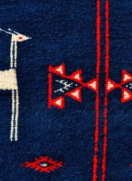 Tapijt Kilim lang Kerkouen 65x230 Blauw (Handgeweven, Wol, Tunesië)
