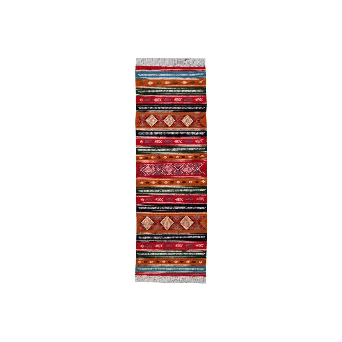 Berber carpet Rug Kilim long Kesra 65x205 Multicolour (Handmade, Wool) Tunisian Rug Kilim style Moroccan rug. Rectangular carpet