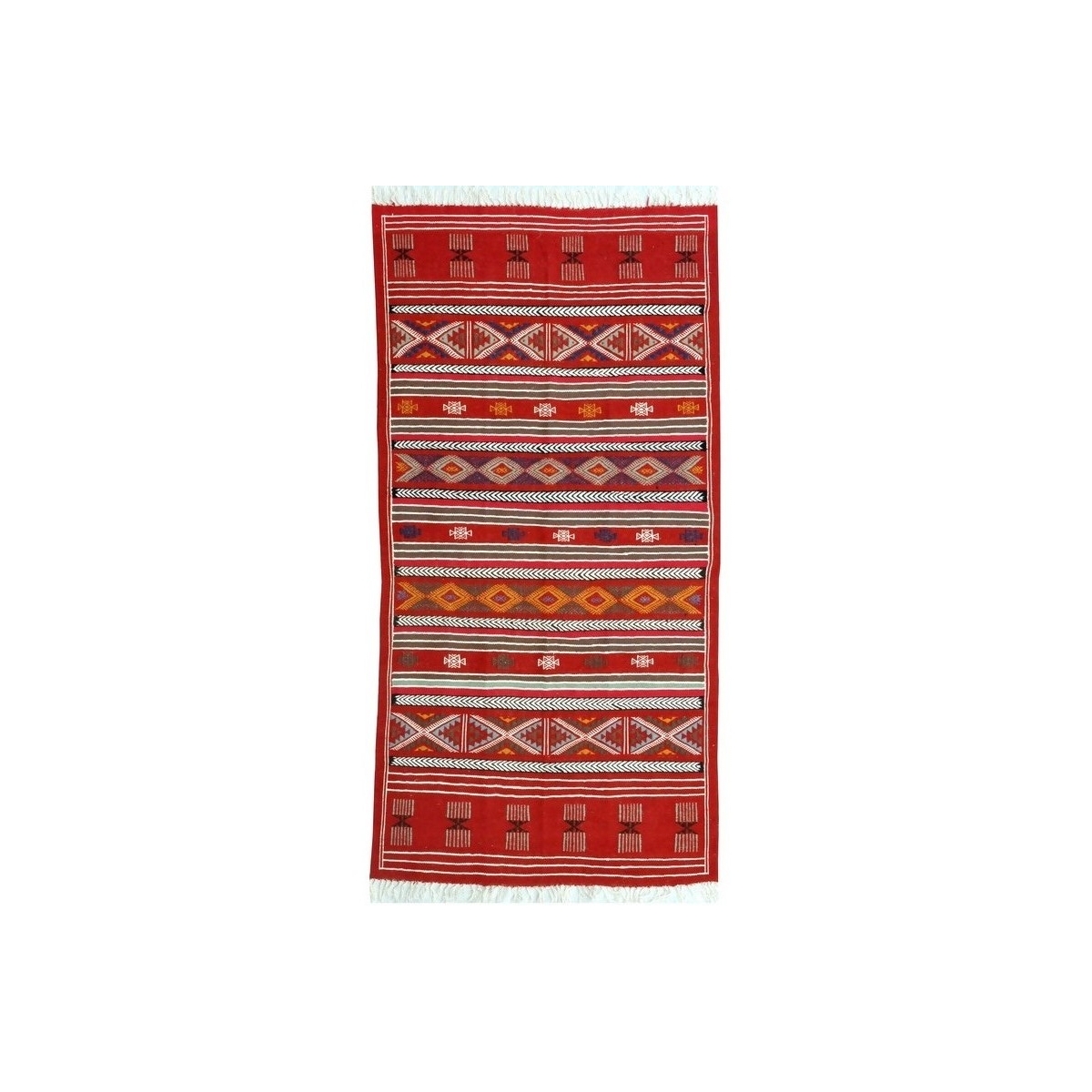 Berber carpet Large Rug Kilim Monastir 105x205 Multicolour (Handmade, Wool, Tunisia) Tunisian Rug Kilim style Moroccan rug. Rect