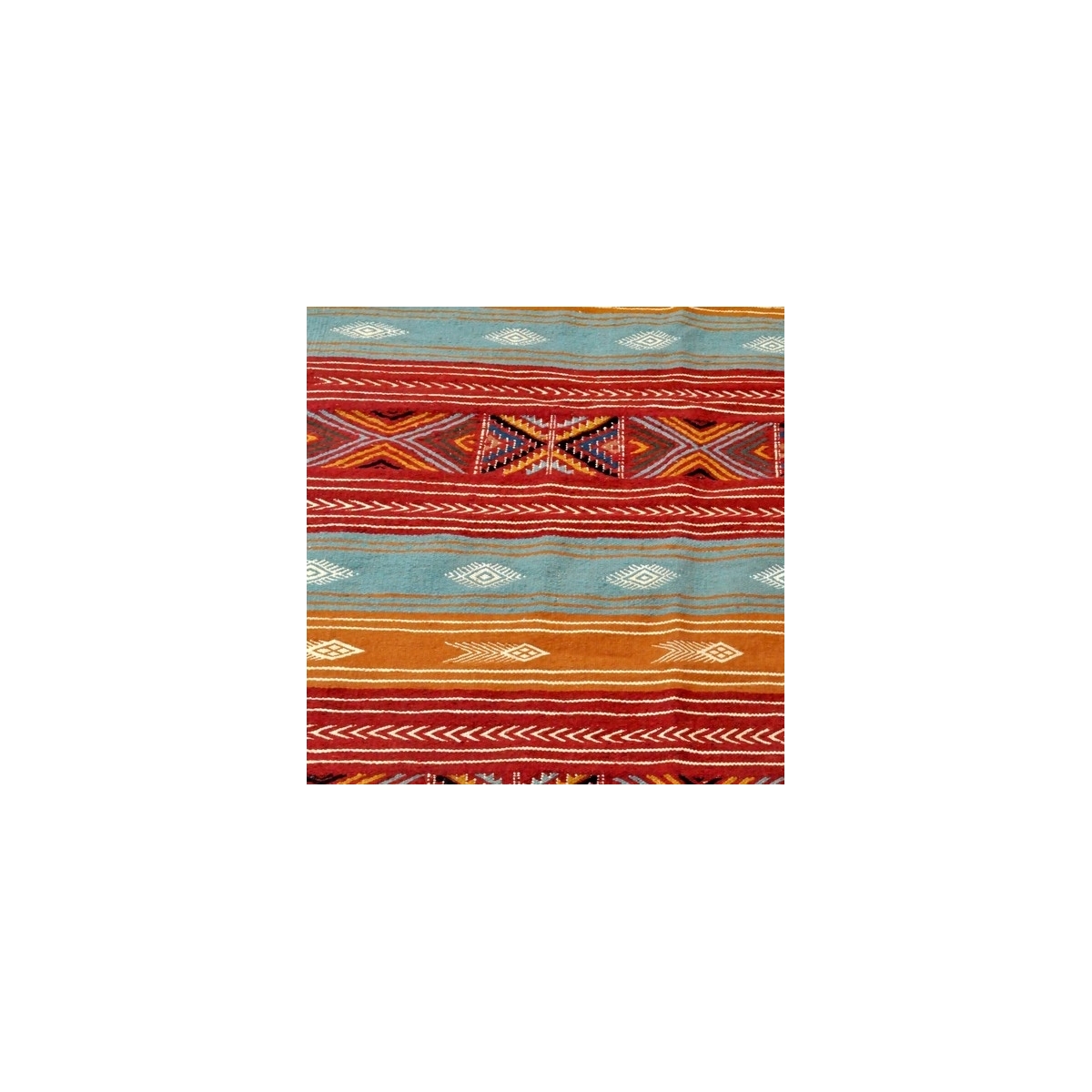 Berber Teppich Teppich Kelim Nafta 105x200 Mehrfarben (Handgewebt, Wolle, Tunesien) Tunesischer Kelim-Teppich im marokkanischen 