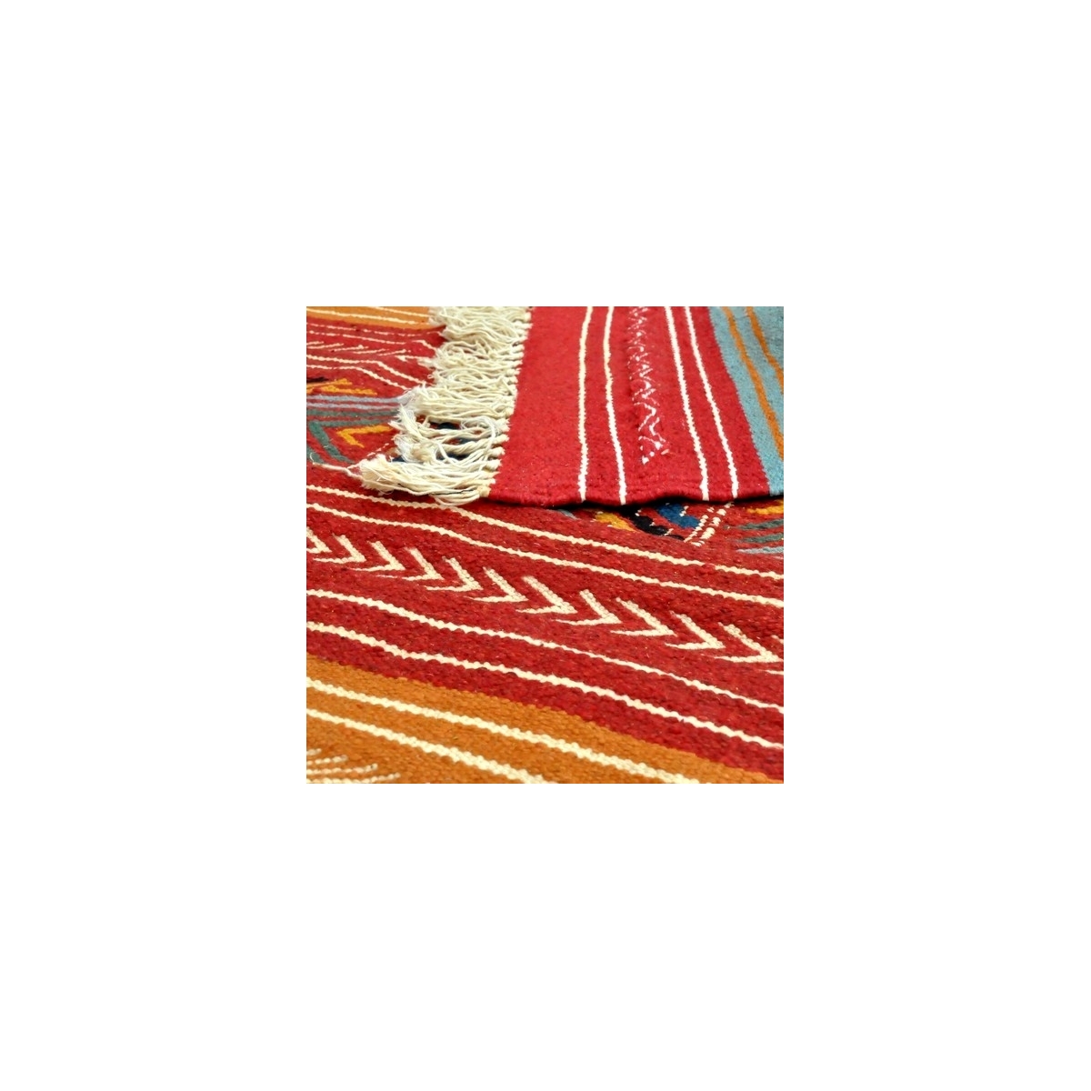 Berber Teppich Teppich Kelim Nafta 105x200 Mehrfarben (Handgewebt, Wolle, Tunesien) Tunesischer Kelim-Teppich im marokkanischen 