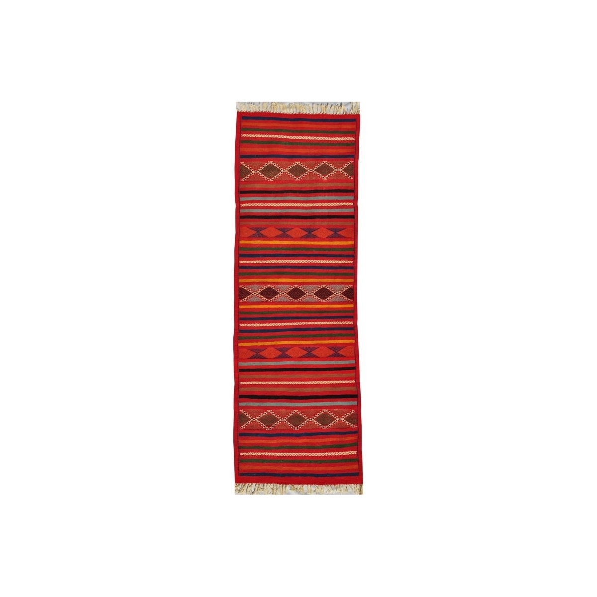 Berber tapijt Tapijt Kilim lang Oubeda 60x190 Veelkleurig (Handgeweven, Wol, Tunesië) Tunesisch kilimdeken, Marokkaanse stijl. R