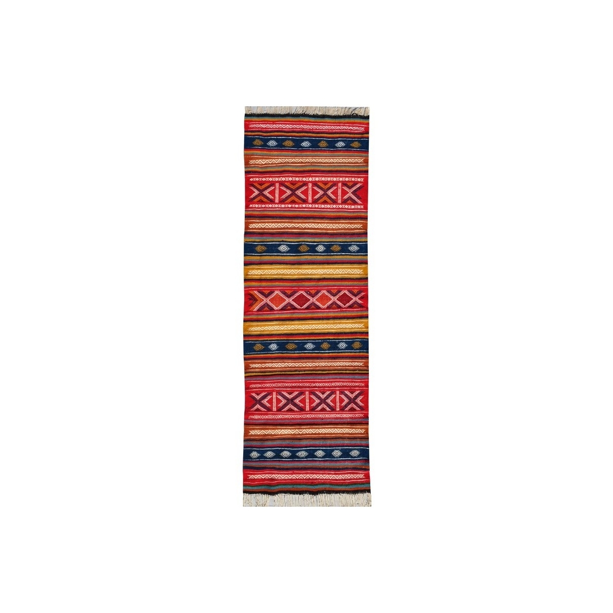 Tapete berbere Tapete Kilim longo Oubeda 65x205 Multicor (Tecidos à mão, Lã) Tapete tunisiano kilim, estilo marroquino. Tapete r