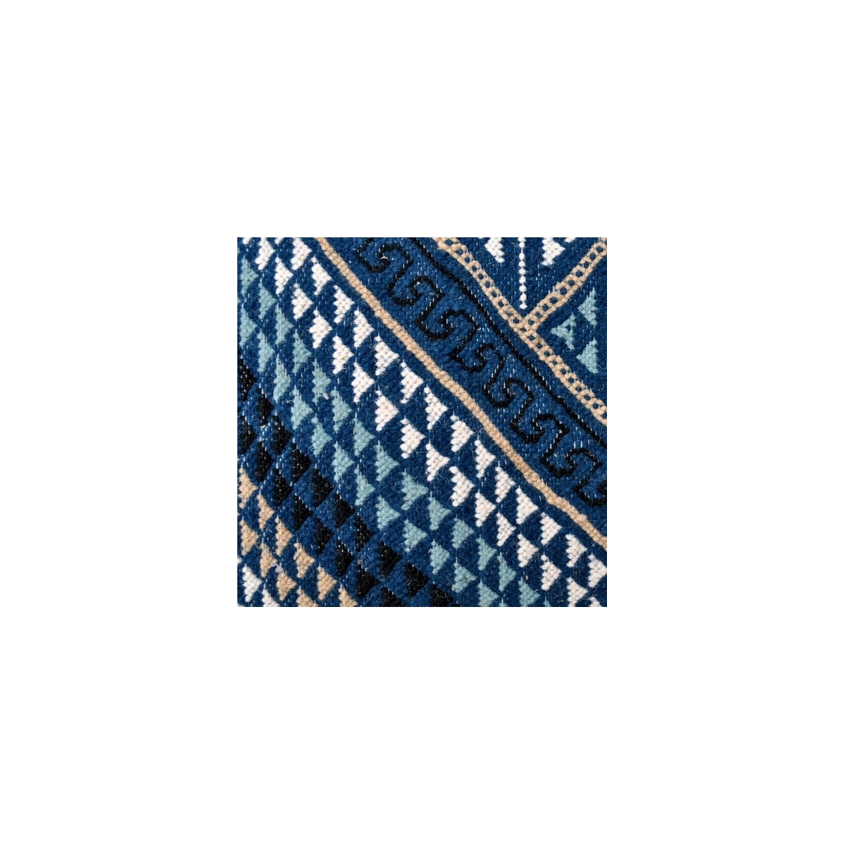 Tapete berbere Tapete Margoum Tajerouine 110x215 Azul/Branco (Artesanal, Lã, Tunísia) Tapete Margoum tunisino da cidade de Kairo