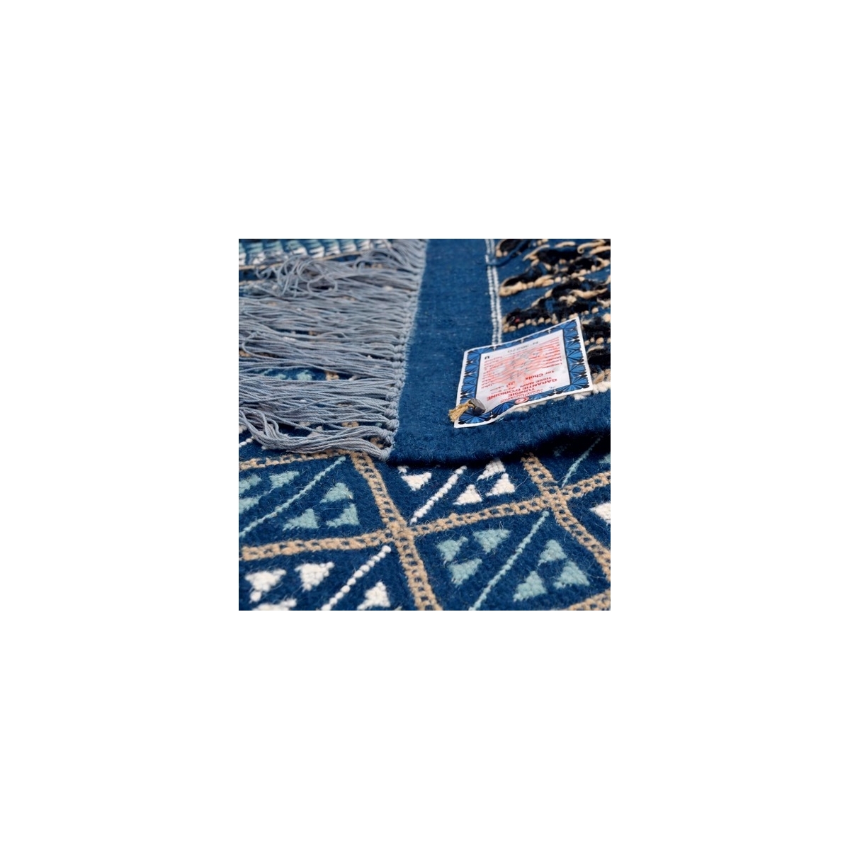 Alfombra bereber Alfombra Margoum Tajerouine 110x215 Azul/Blanco (Hecho a mano, Lana, Túnez) Alfombra margoum tunecina de la ciu