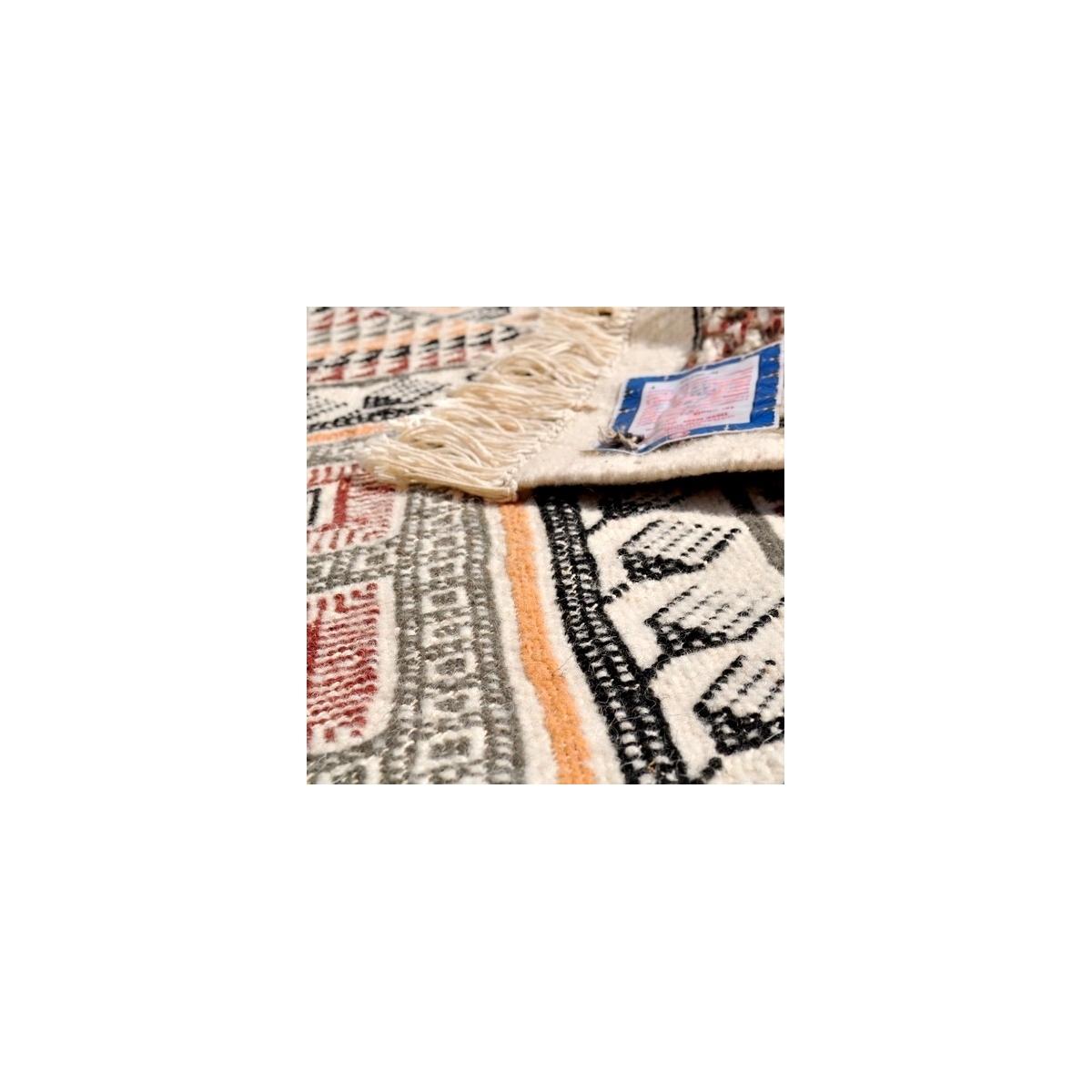 Berber Teppich Teppich Margoum Zarzis 100x195 Weiß (Handgefertigt, Wolle, Tunesien) Tunesischer Margoum-Teppich aus der Stadt Ka