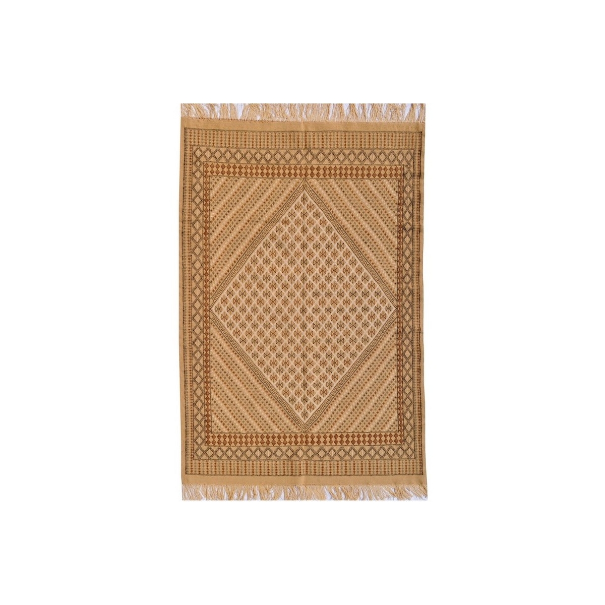Berber Teppich Großer Teppich Margoum Carthage 200x300 Beige (Handgefertigt, Wolle) Tunesischer Margoum-Teppich aus der Stadt Ka