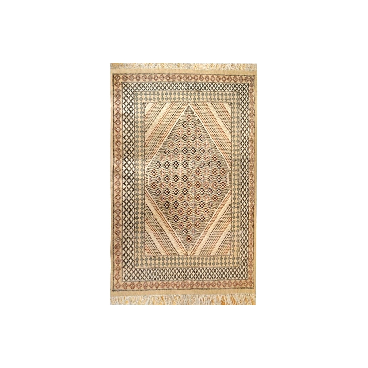 Alfombra bereber Alfombra grande Margoum Ledna 200x310 Beige (Hecho a mano, Lana) Alfombra margoum tunecina de la ciudad de Kair