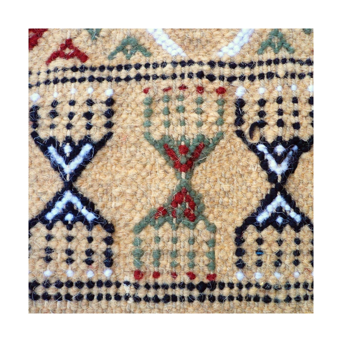 Berber Teppich Großer Teppich Margoum Sana 75x310 Beige (Handgefertigt, Wolle) Tunesischer Margoum-Teppich aus der Stadt Kairoua