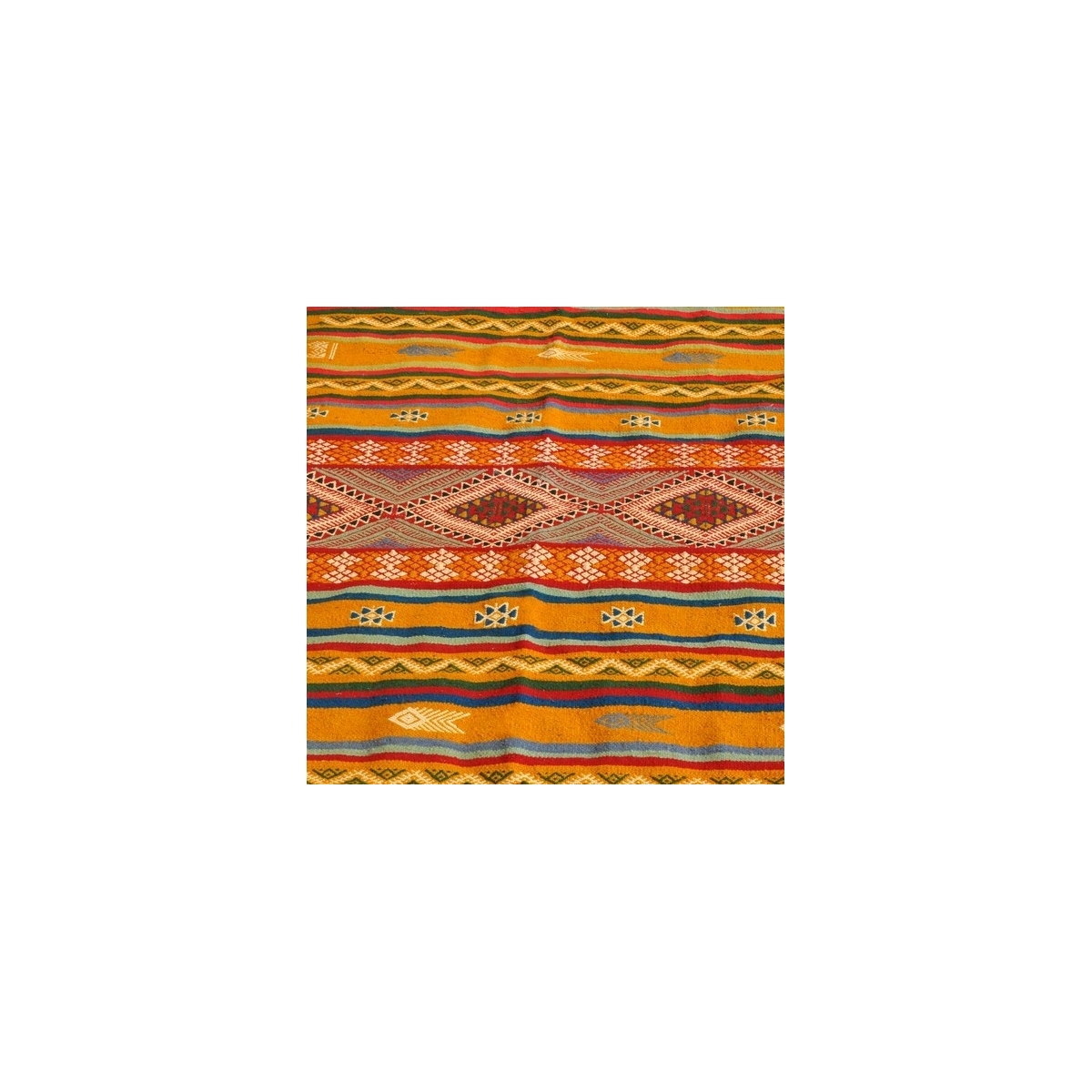 Tapis berbère Tapis Kilim Ouarzazate 125x245 Jaune/Multiclore (Tissé main, Laine) Tapis kilim tunisien style tapis marocain. Tap