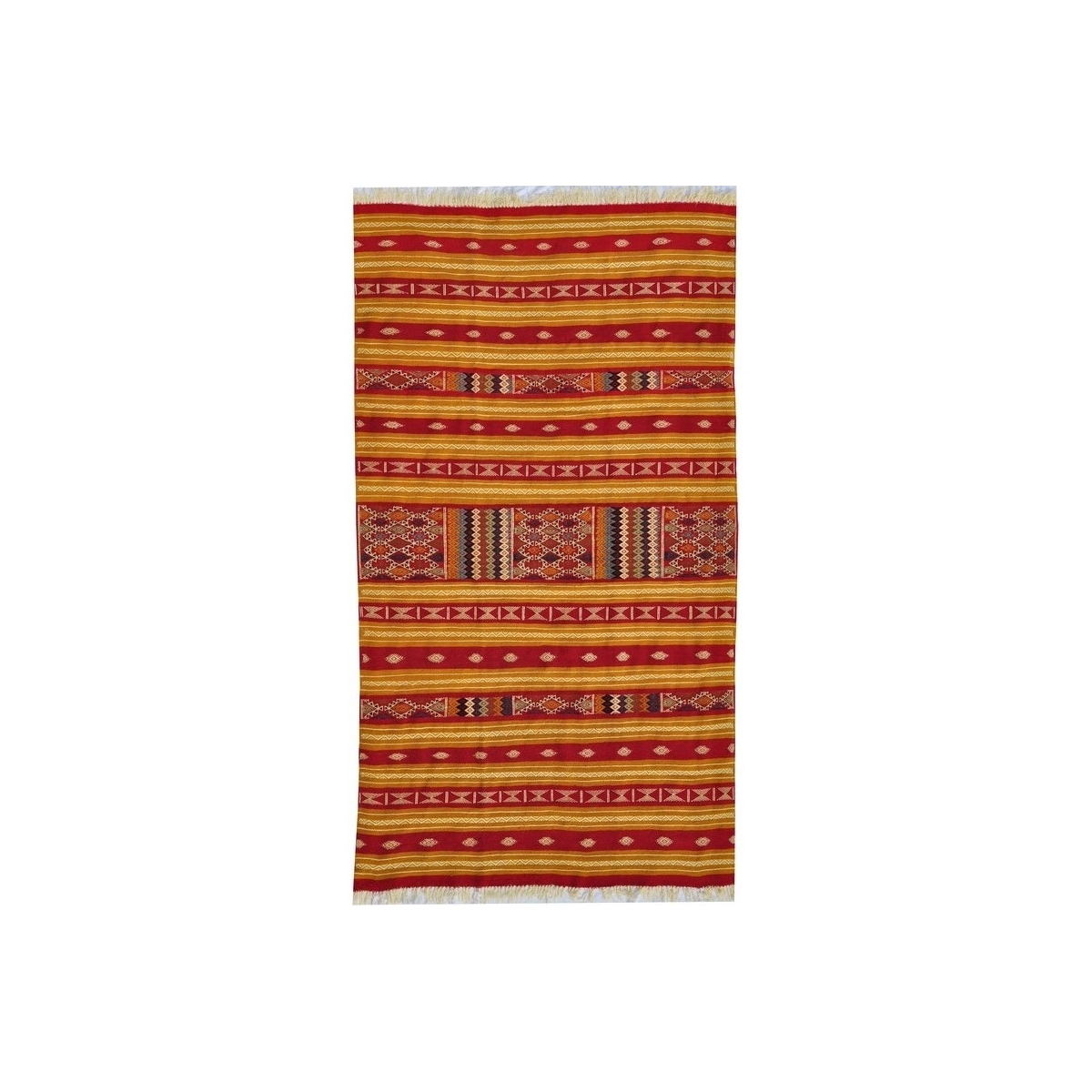 Berber carpet Rug Kilim Mthalith 140x250 Yellow/Multicolored (Handmade, Wool) Tunisian Rug Kilim style Moroccan rug. Rectangular