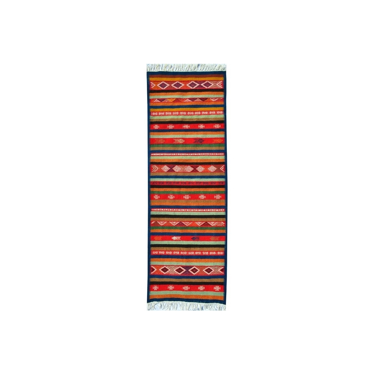 Berber carpet Rug Kilim long Foudha 65x200 Multicolour (Handmade, Wool) Tunisian Rug Kilim style Moroccan rug. Rectangular carpe
