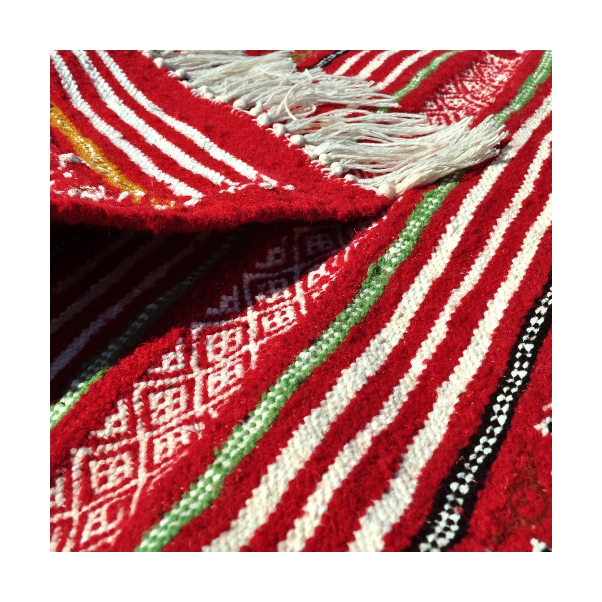 Berber carpet Rug Kilim long Essour 65x190 Red (Handmade, Wool, Tunisia) Tunisian Rug Kilim style Moroccan rug. Rectangular carp