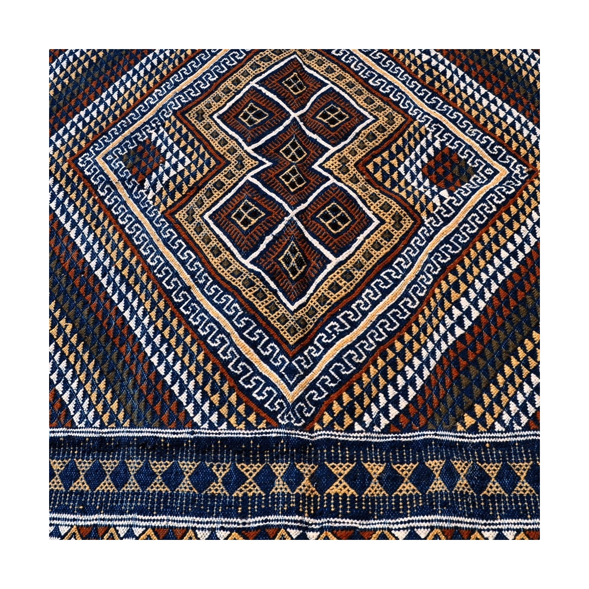 Berber Teppich Großer Teppich Margoum Nahrawen 170x240 Blau (Handgefertigt, Wolle, Tunesien) Tunesischer Margoum-Teppich aus der