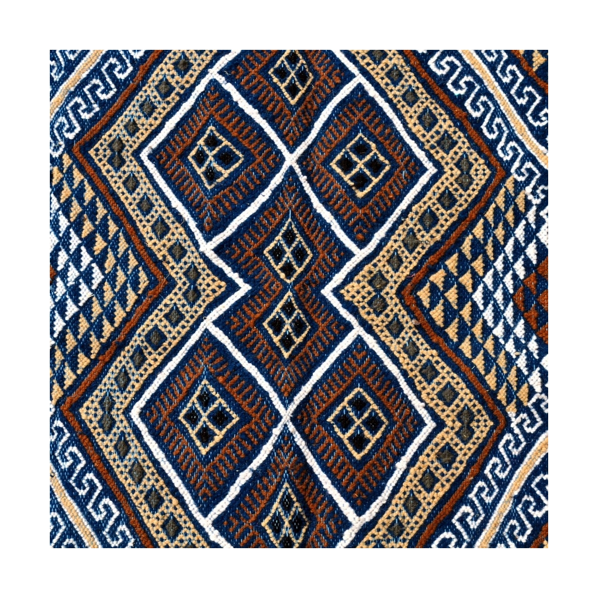 tappeto berbero Grande Tappeto Margoum Nahrawen 170x240 Blu (Fatto a mano, Lana, Tunisia) Tappeto margoum tunisino della città d