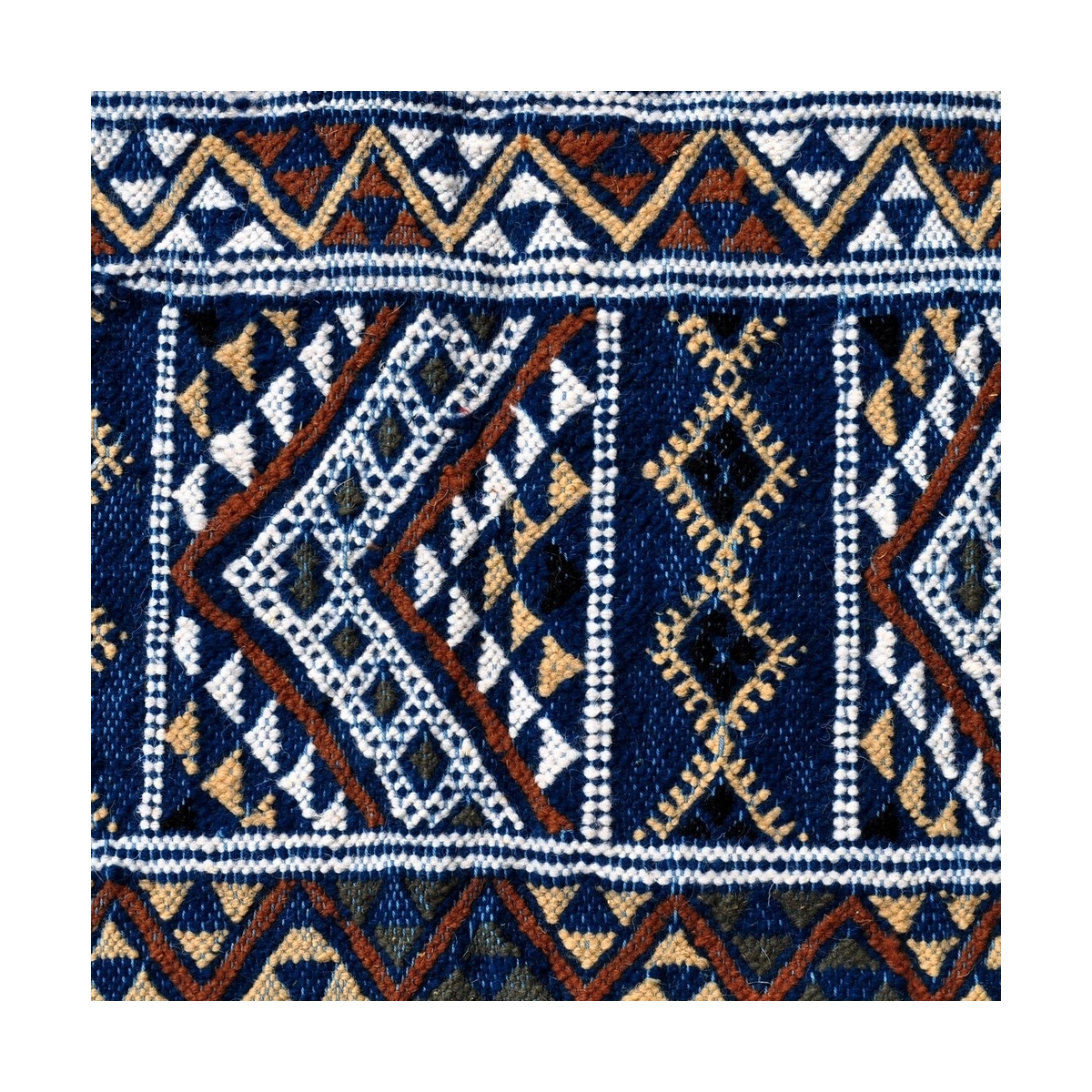 Berber Teppich Großer Teppich Margoum Nahrawen 170x240 Blau (Handgefertigt, Wolle, Tunesien) Tunesischer Margoum-Teppich aus der