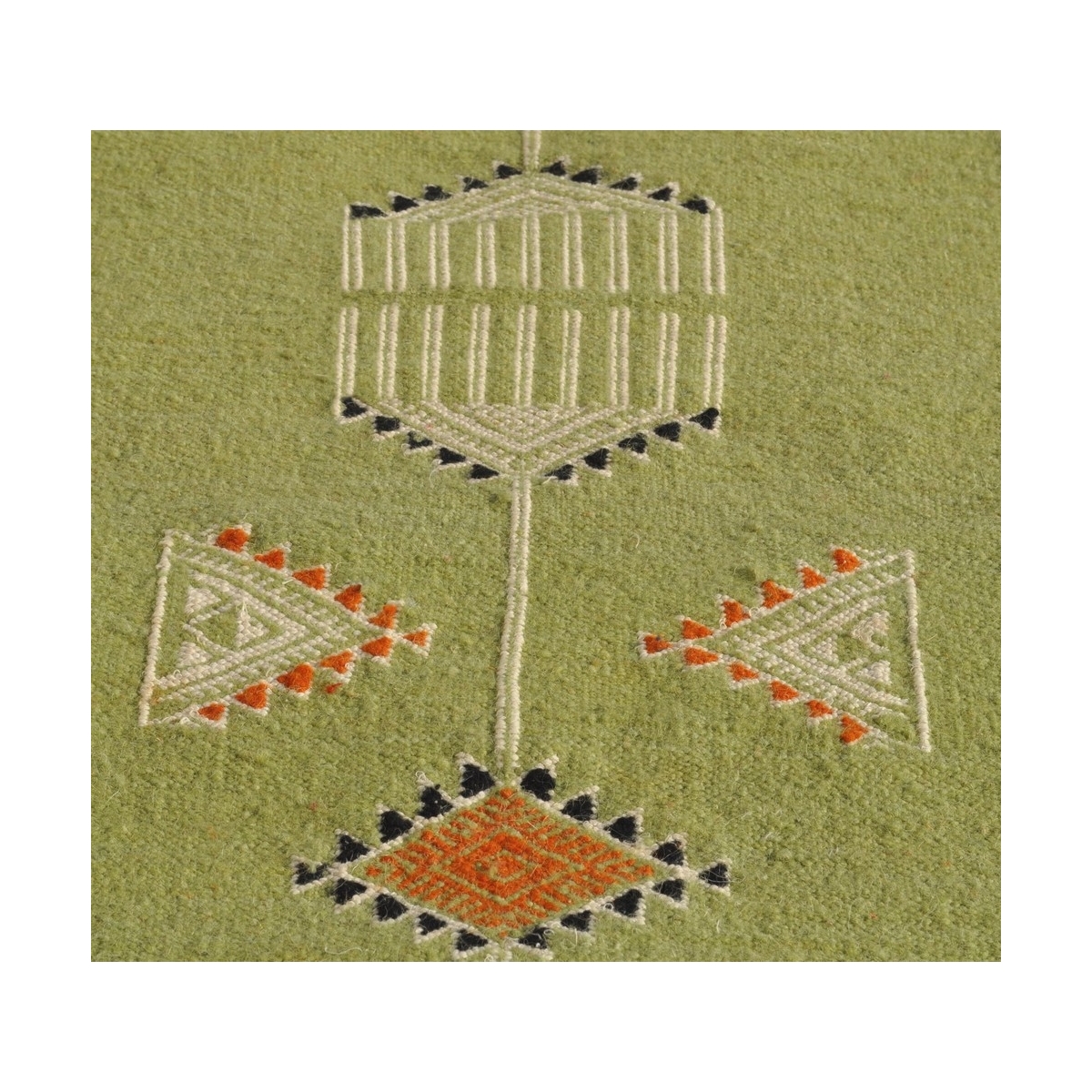 Berber Teppich Teppich Kelim Dhamer 60x210 Grün (Handgewebt, Wolle) Tunesischer Kelim-Teppich im marokkanischen Stil. Rechteckig