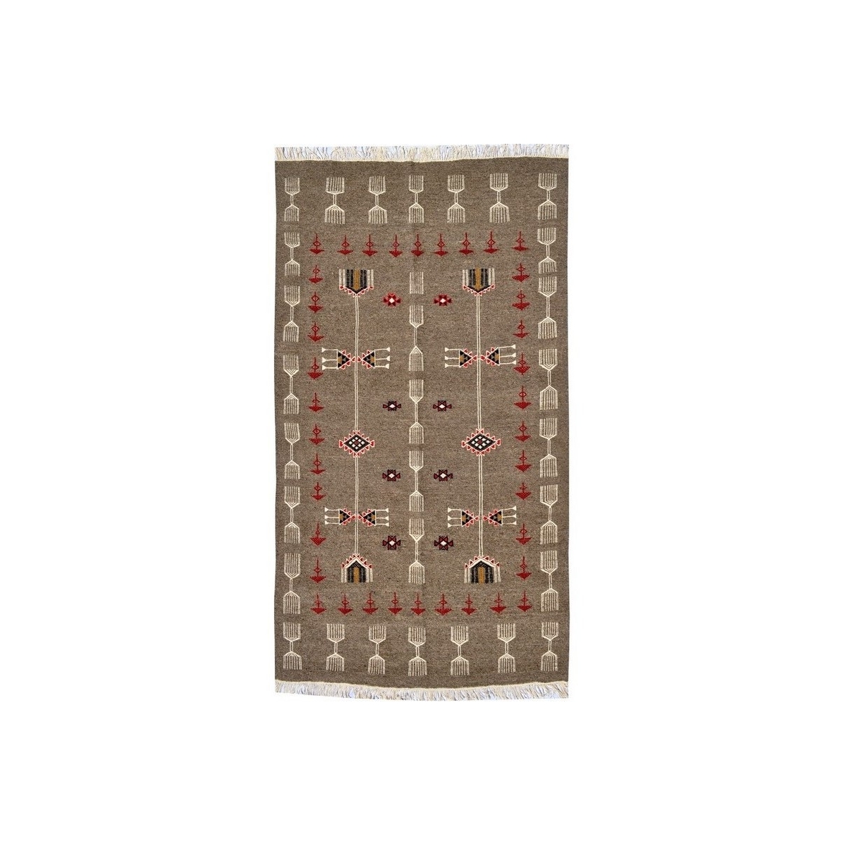 Berber carpet Rug Kilim Miskar 100x160 Grey (Handmade, Wool) Tunisian Rug Kilim style Moroccan rug. Rectangular carpet 100% wool