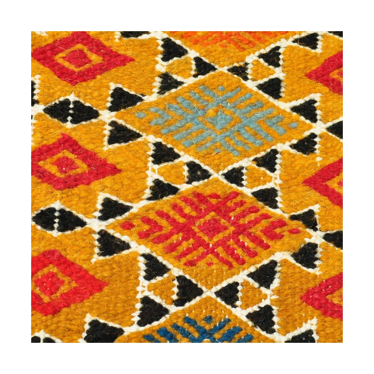 Berber Teppich Teppich Kelim lang Jedeliene 60x210 Gelb (Handgewebt, Wolle, Tunesien) Tunesischer Kelim-Teppich im marokkanische