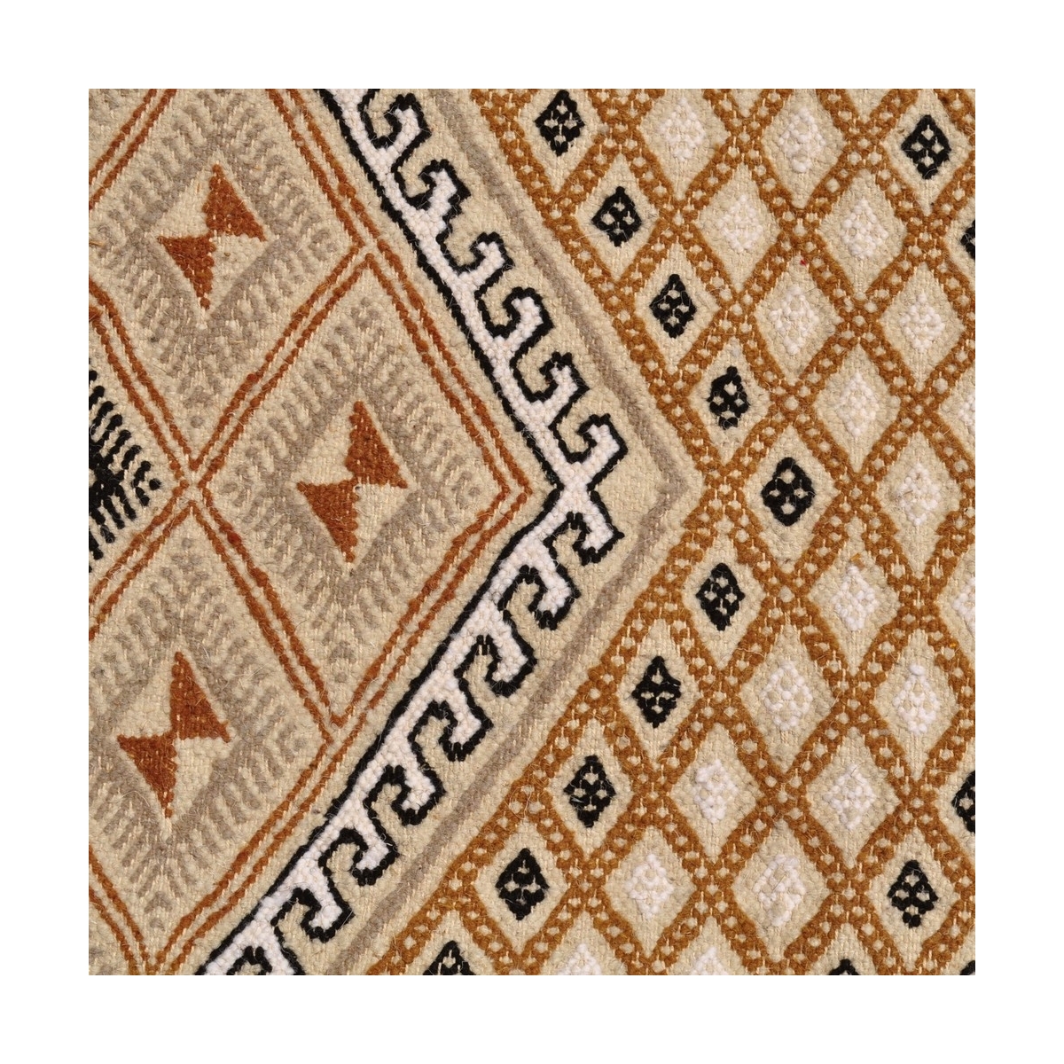 Alfombra bereber Alfombra Margoum Regueb 125x195 Beige (Hecho a mano, Lana, Túnez) Alfombra margoum tunecina de la ciudad de Kai