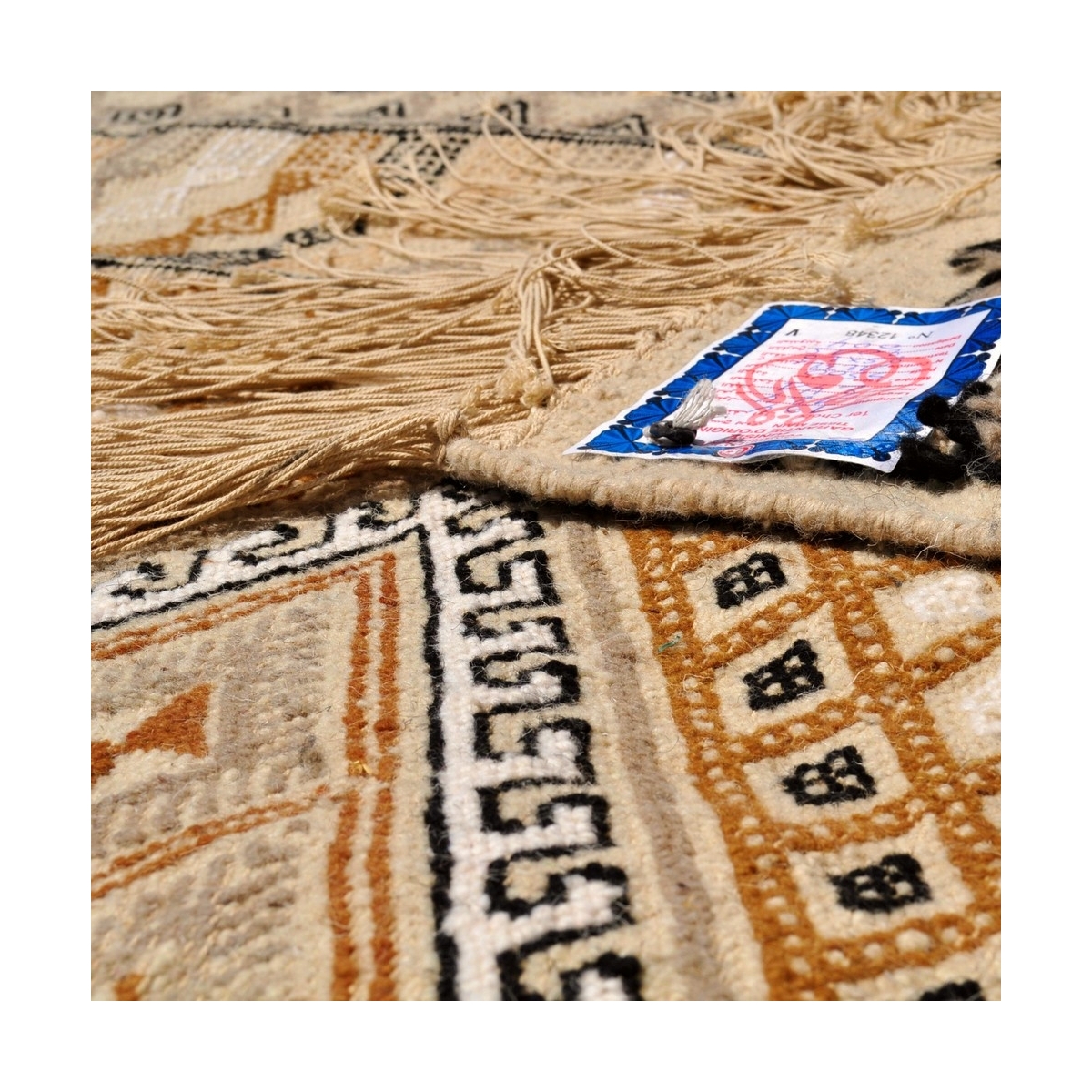 Alfombra bereber Alfombra Margoum Regueb 125x195 Beige (Hecho a mano, Lana, Túnez) Alfombra margoum tunecina de la ciudad de Kai