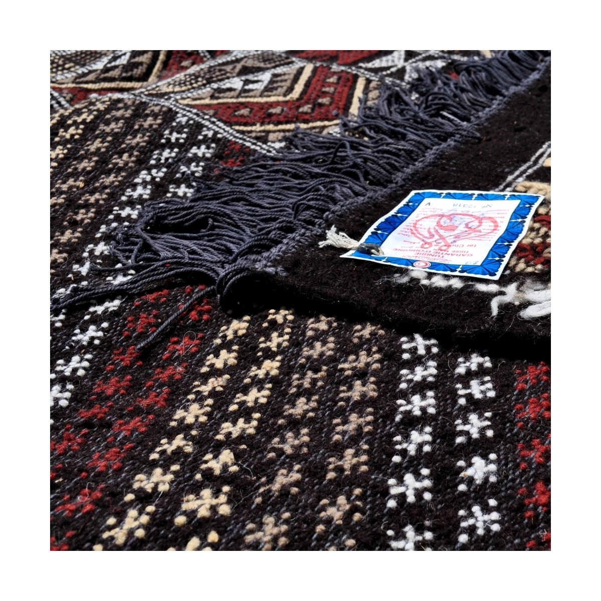 Berber Teppich Großer Teppich Margoum Foussana 200x300 Schwarz (Handgefertigt, Wolle, Tunesien) Tunesischer Margoum-Teppich aus 