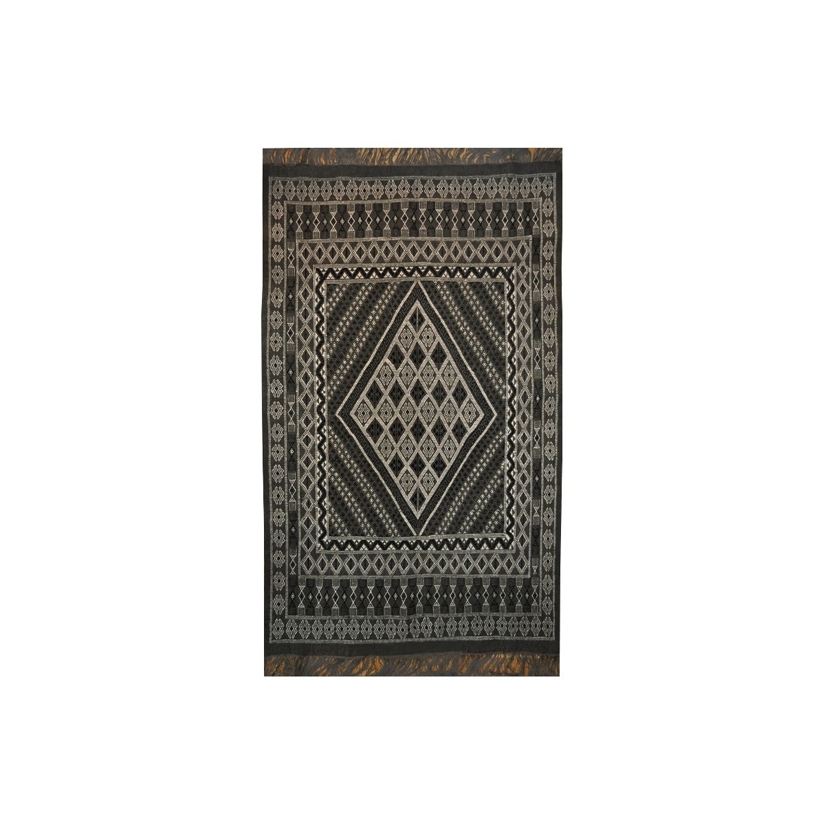 Alfombra bereber Alfombra grande Margoum Kera 155x250 Negro (Hecho a mano, Lana, Túnez) Alfombra margoum tunecina de la ciudad d