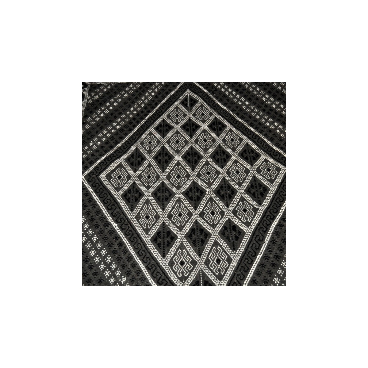 Berber Teppich Großer Teppich Margoum Kera 155x250 Schwarz (Handgefertigt, Wolle, Tunesien) Tunesischer Margoum-Teppich aus der 