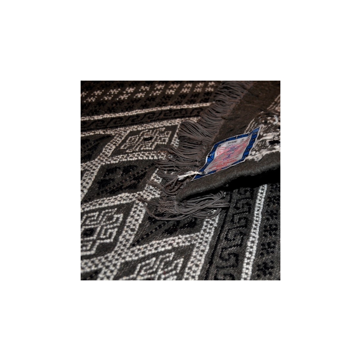 Berber carpet Large Rug Margoum Kera 155x250 Black (Handmade, Wool, Tunisia) Tunisian margoum rug from the city of Kairouan. Rec