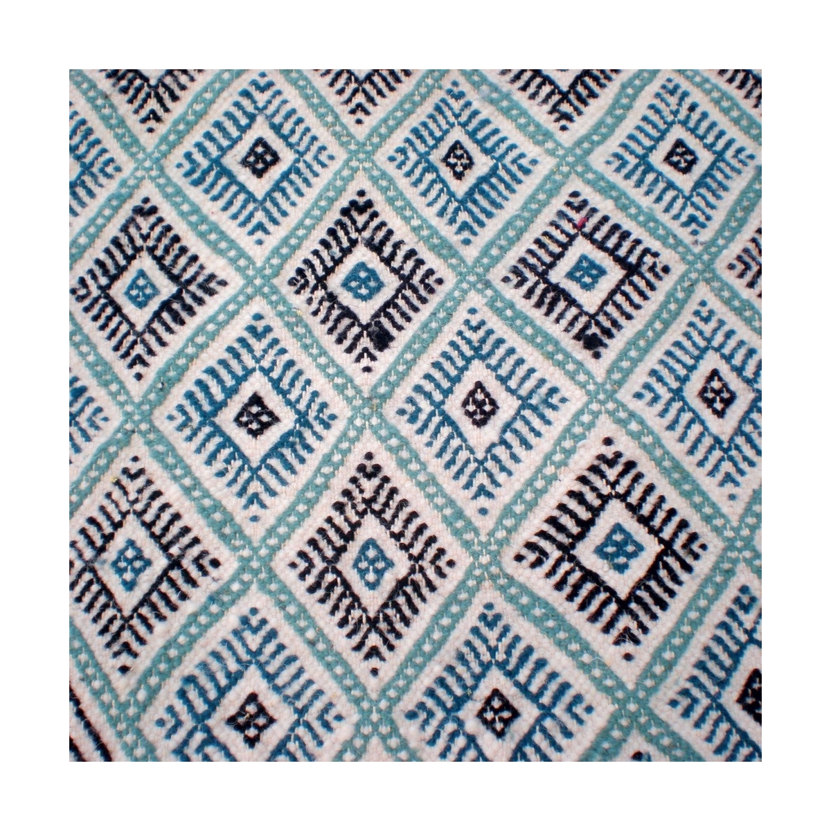 Alfombra bereber Alfombra grande Margoum Morjane 100x200 Azul/Blanco (Hecho a mano, Lana, Túnez) Alfombra margoum tunecina de la