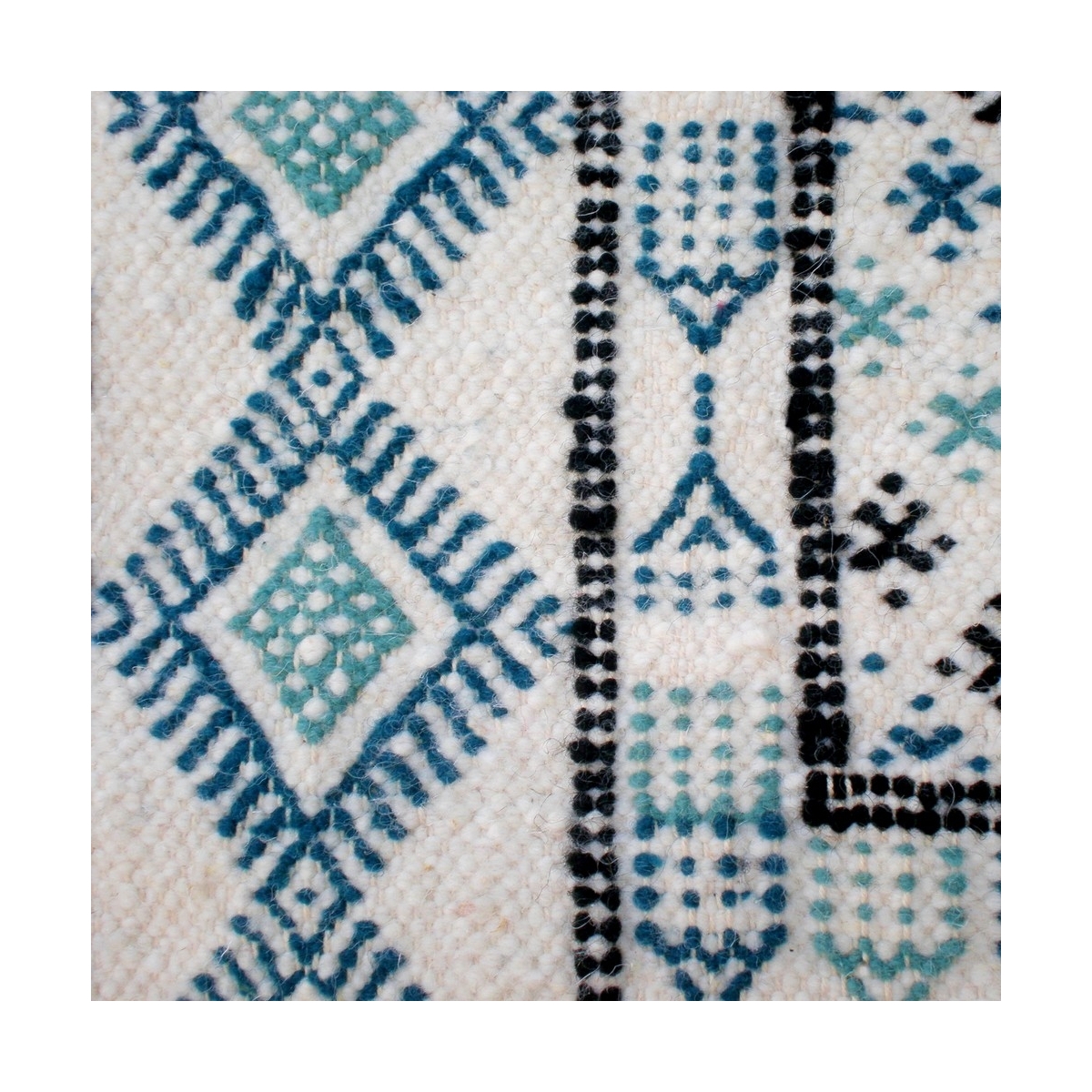 Alfombra bereber Alfombra grande Margoum Morjane 100x200 Azul/Blanco (Hecho a mano, Lana, Túnez) Alfombra margoum tunecina de la