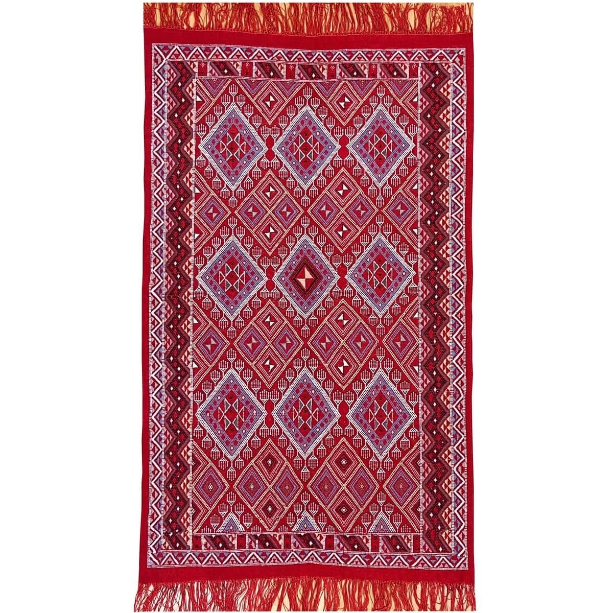 Tapis berbère Tapis Margoum Ayoun 126x208 Rouge (Fait main, Laine) Tapis margoum tunisien de la ville de Kairouan. Tapis de salo