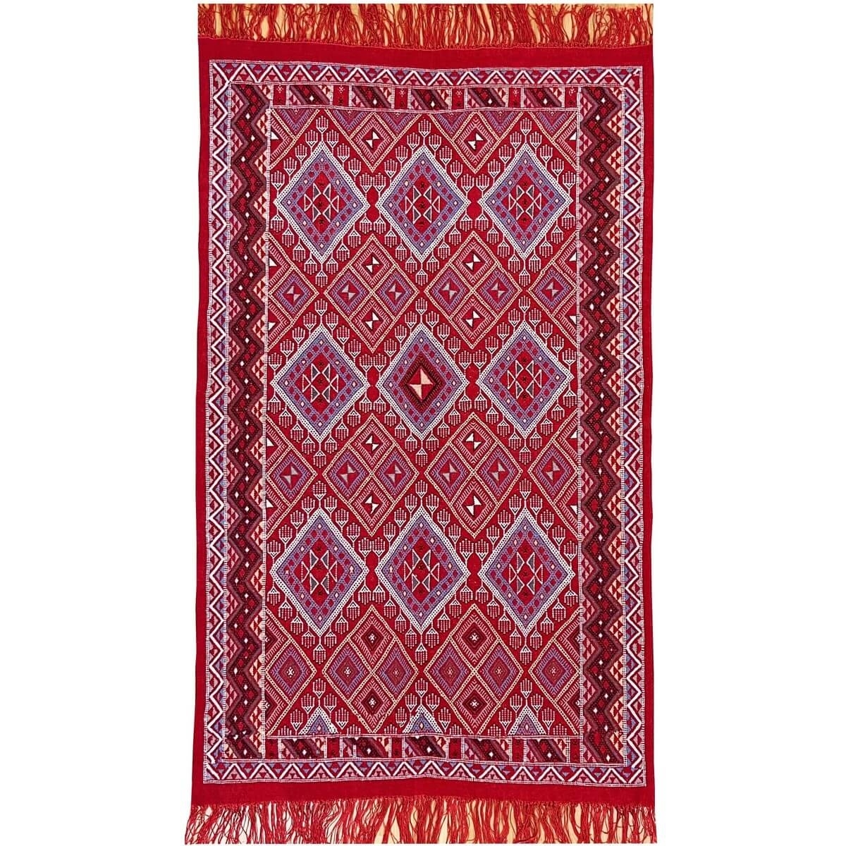 tappeto berbero Tappeto Margoum Ayoun 126x208 Rosso (Fatto a mano, Lana) Tappeto margoum tunisino della città di Kairouan. Tappe