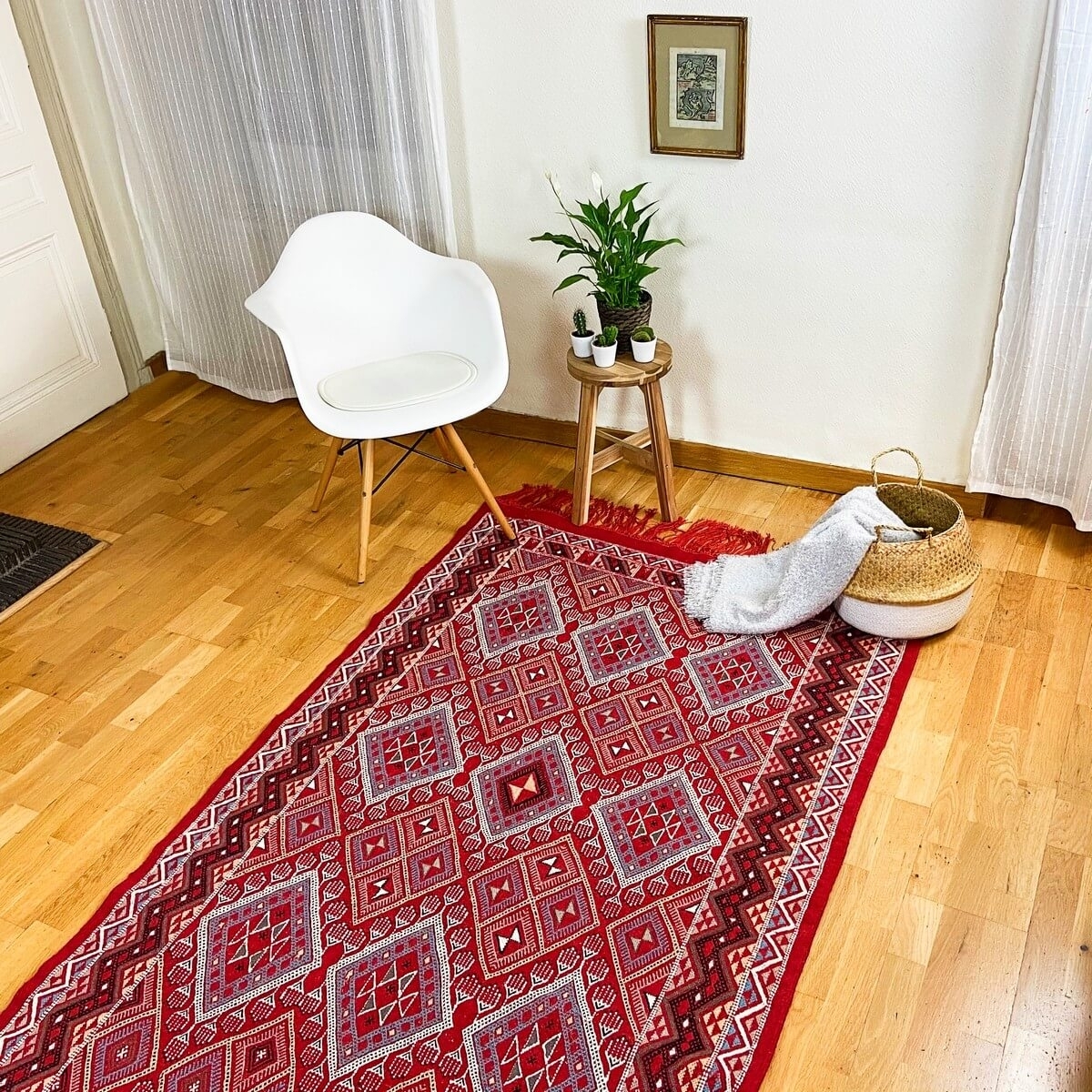 Berber Teppich Teppich Margoum Ayoun 126x208 Rot (Handgefertigt, Wolle) Tunesischer Margoum-Teppich aus der Stadt Kairouan. Rech