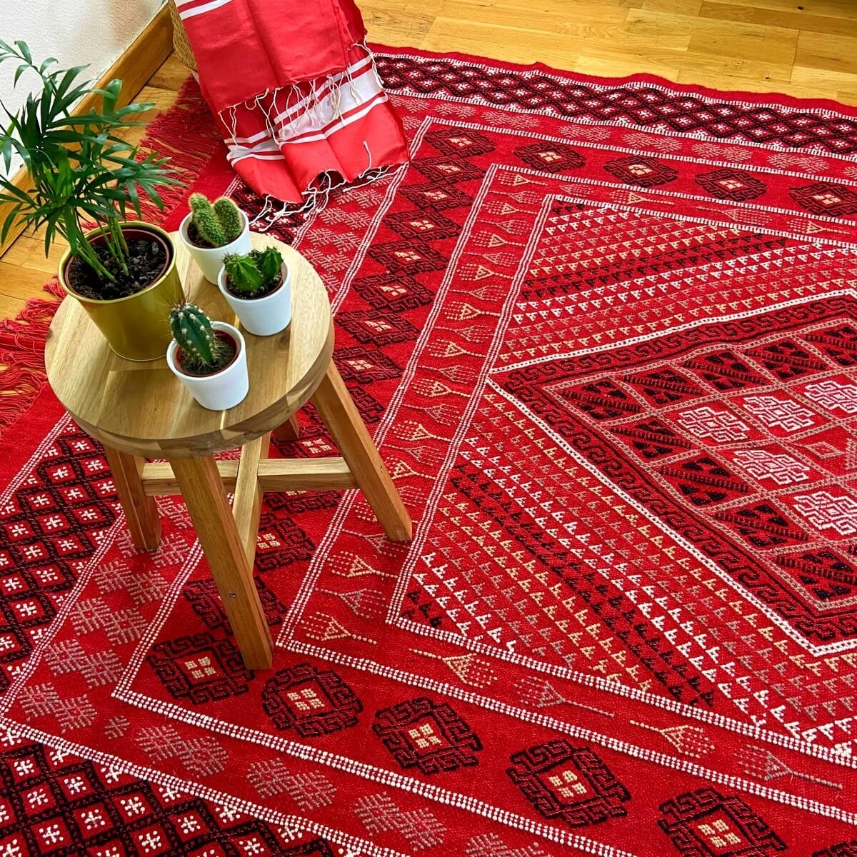 Berber Teppich Teppich Margoum Eklil 171x238 cm Rot (Handgefertigt, Wolle) Tunesischer Margoum-Teppich aus der Stadt Kairouan. R