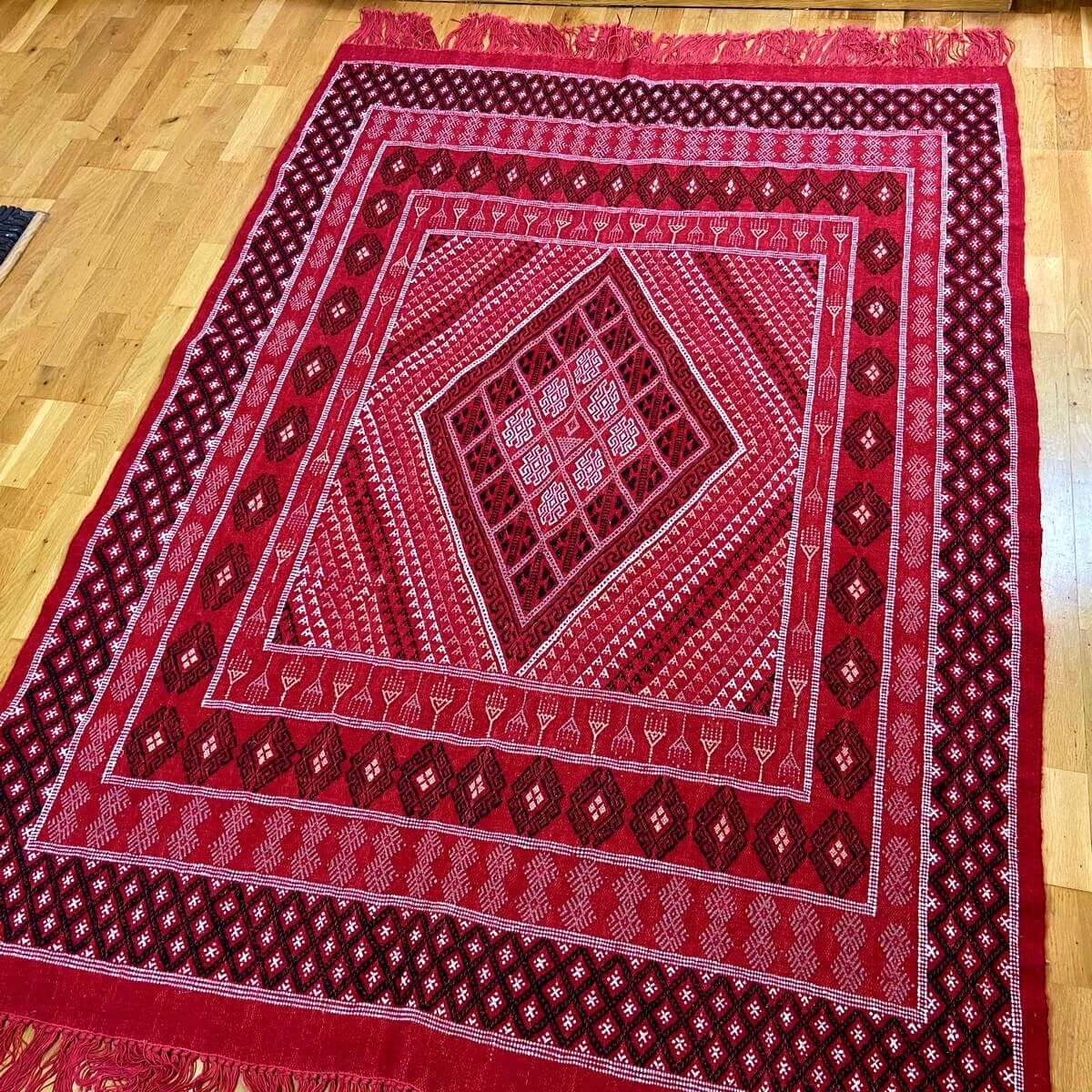 Berber Teppich Teppich Margoum Eklil 171x238 cm Rot (Handgefertigt, Wolle) Tunesischer Margoum-Teppich aus der Stadt Kairouan. R