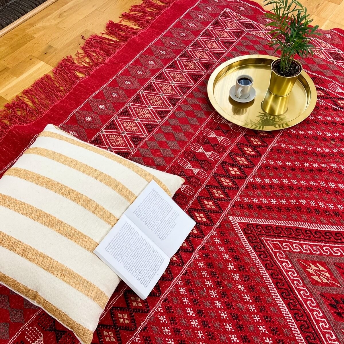 Tapis berbère Tapis Margoum Delaali 195x308 cm Rouge (Fait main, Laine) Tapis margoum tunisien de la ville de Kairouan. Tapis de
