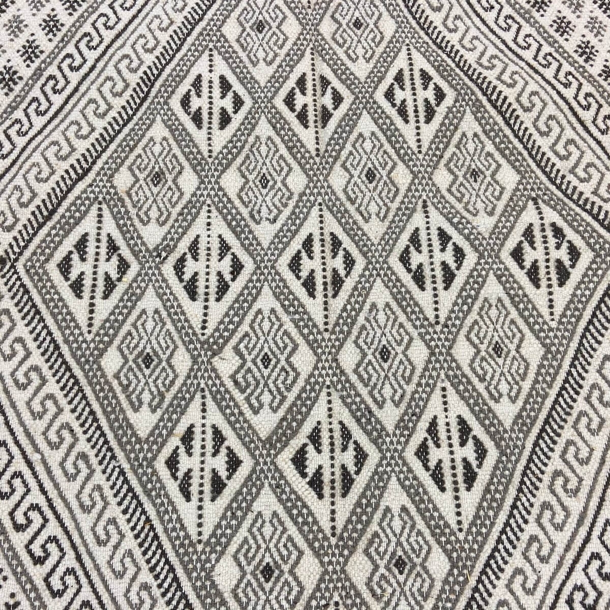 Berber Teppich Großer Teppich Margoum Samssa 170x250 cm Schwarz Weiß Grau (Handgefertigt, Wolle, Tunesien) Tunesischer Margoum-T