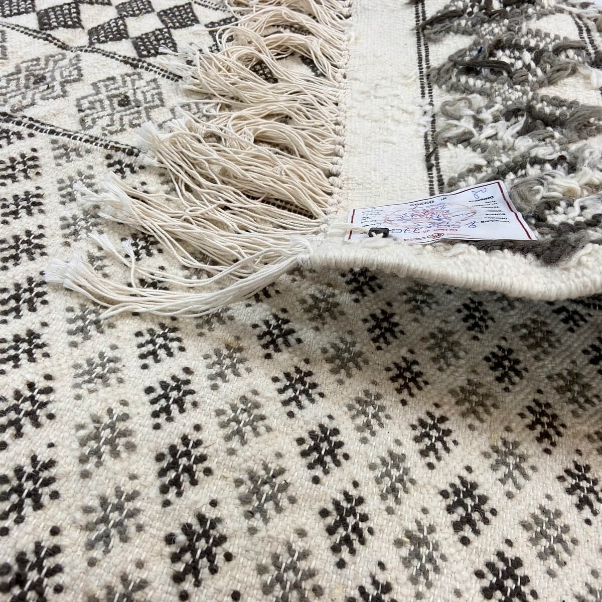 Berber Teppich Großer Teppich Margoum Samssa 170x250 cm Schwarz Weiß Grau (Handgefertigt, Wolle, Tunesien) Tunesischer Margoum-T