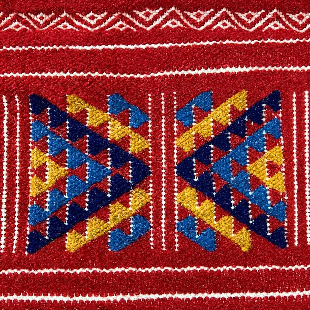 Tapis berbère Tapis Kilim Melkhail 112x176 cm Rouge/Multicolore (Tissé main, Laine) Tapis margoum tunisien de la ville de Kairou