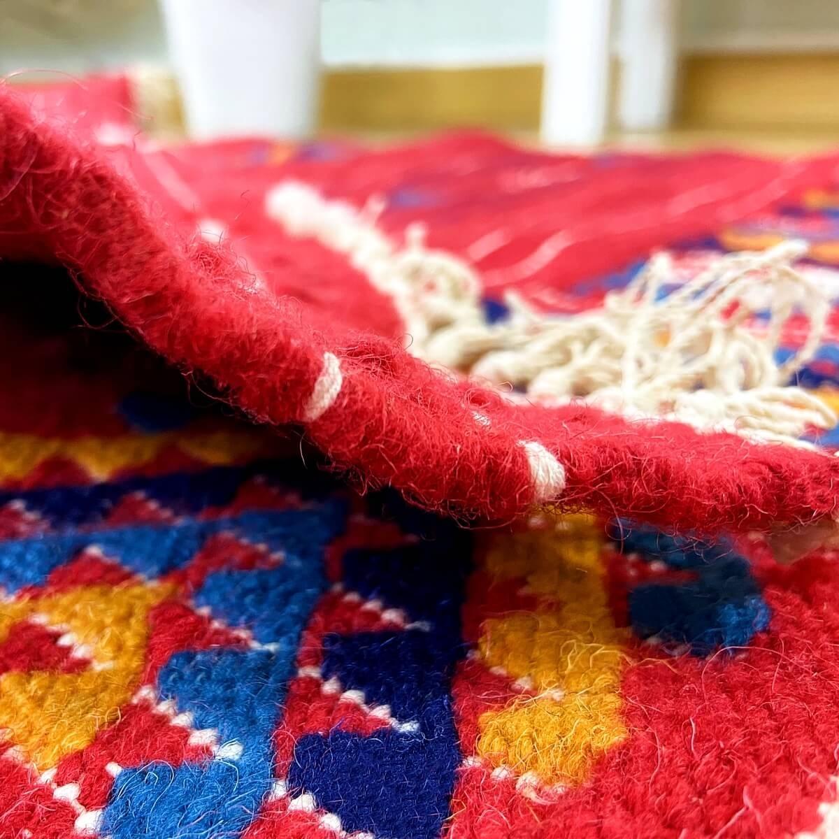 Tapis berbère Tapis Kilim Melkhail 112x176 cm Rouge/Multicolore (Tissé main, Laine) Tapis margoum tunisien de la ville de Kairou