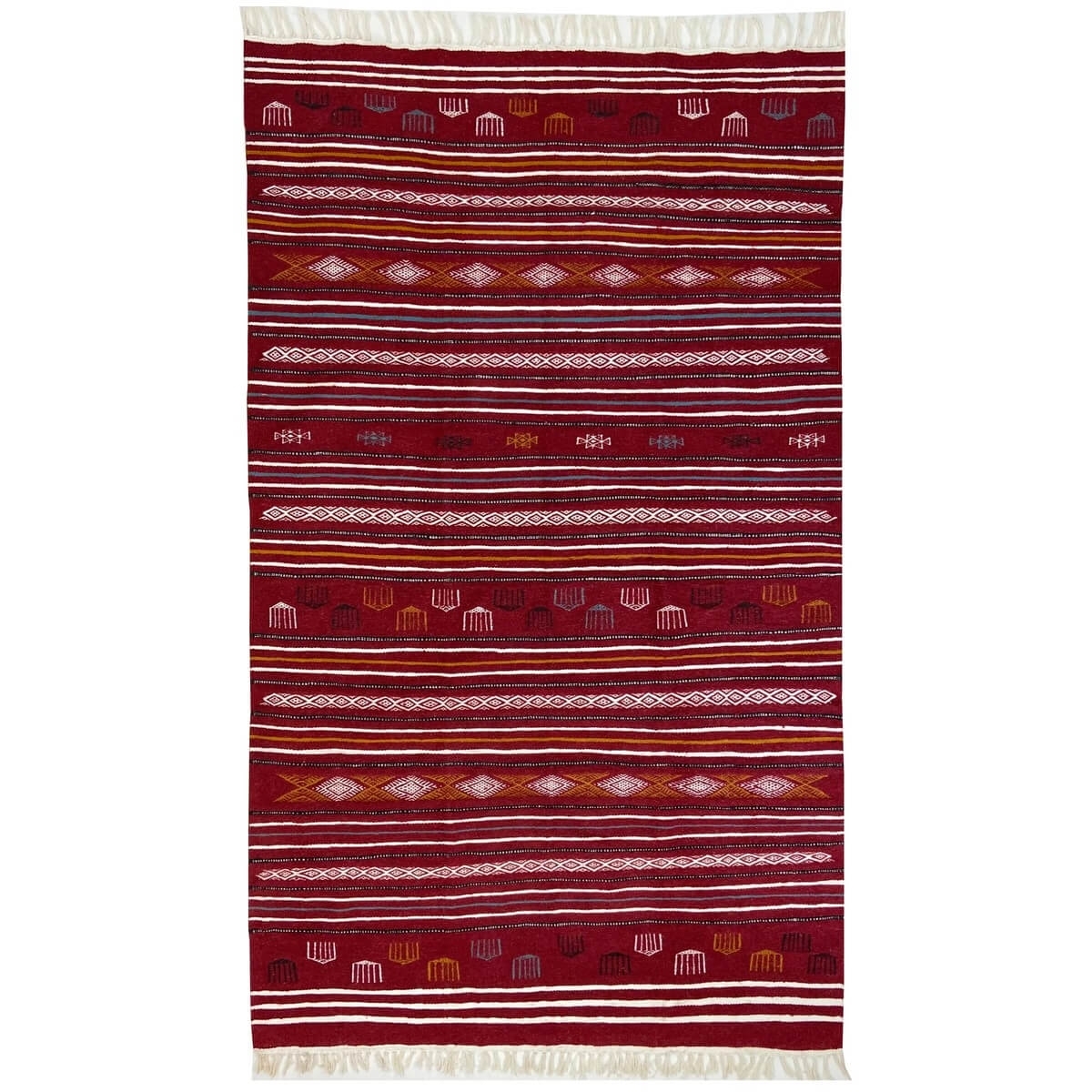 Berber carpet Rug Kilim Luban 140x258 cm Red/Multicolour (Handmade, Wool) Tunisian Rug Kilim style Moroccan rug. Rectangular car